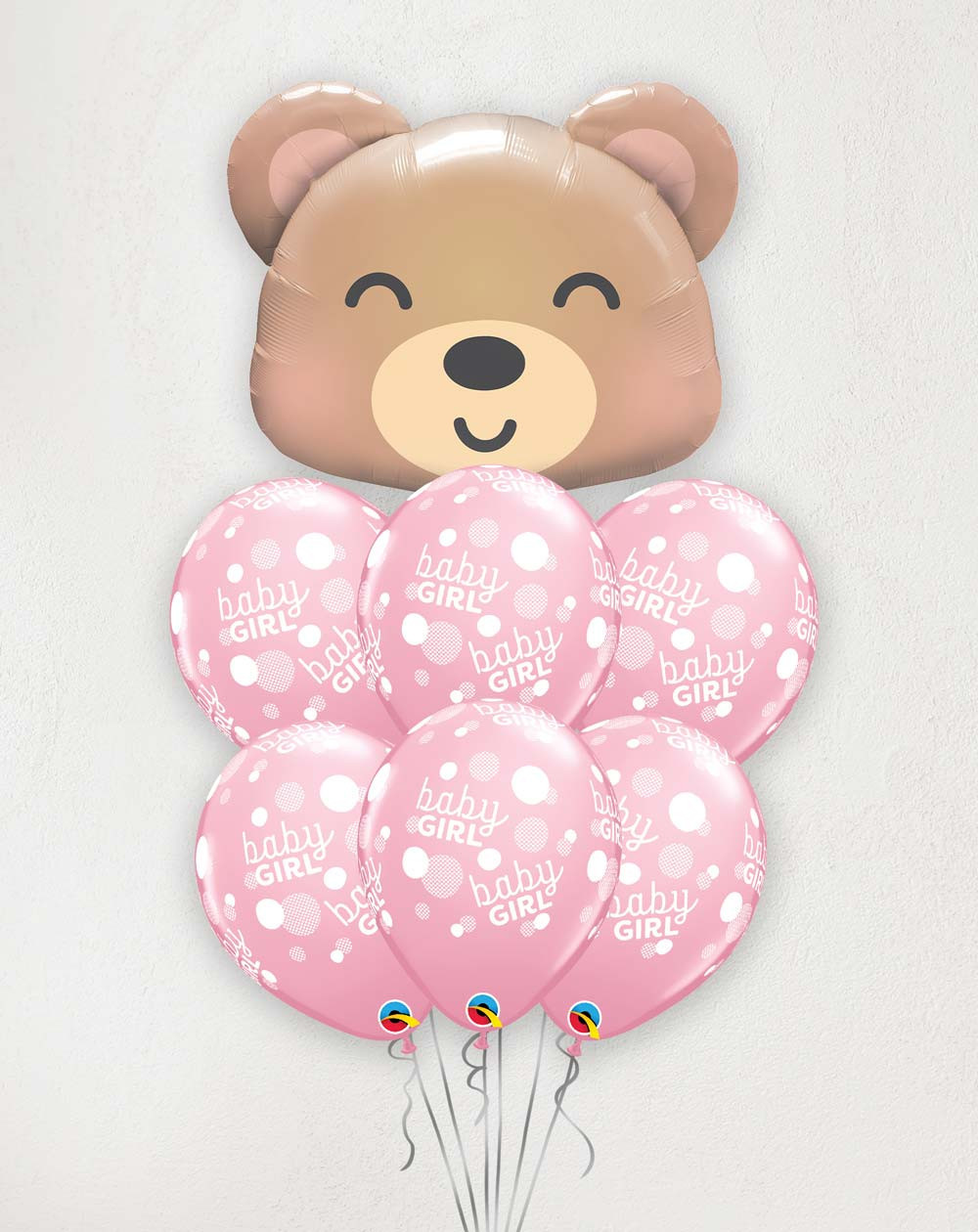 Big Balloon Bouquet Baby Girl and Bear