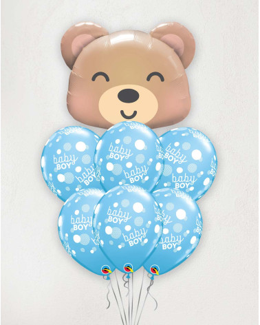 Big Balloon Bouquet Baby Boy and Bear