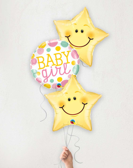 Balloons Baby Girl Yellow Stars - Agapics