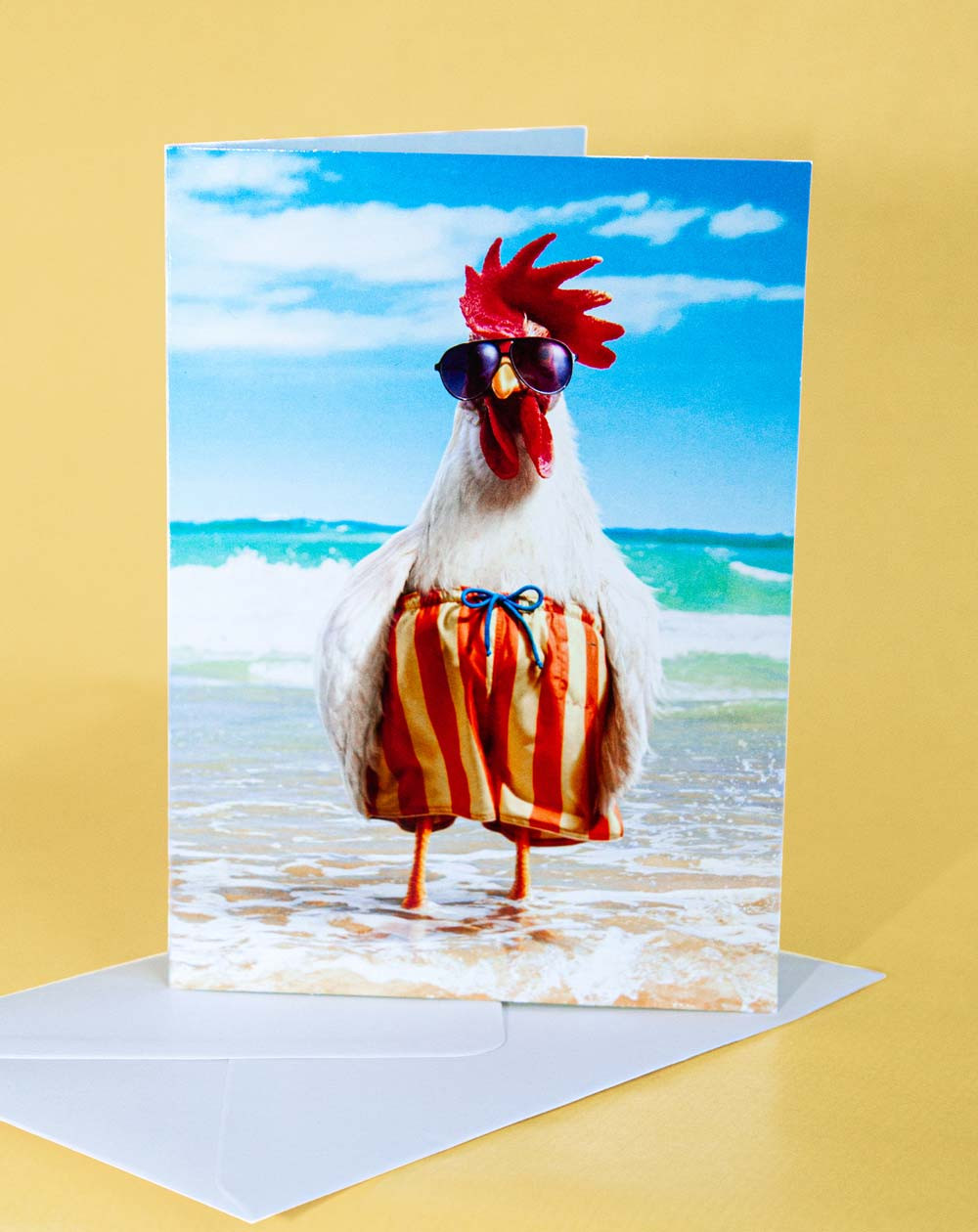 Avanti Card Rooster on a beach - Humor cards - Agapics