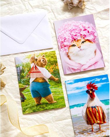 Avanti Card Rooster on a beach - Humor cards - Agapics