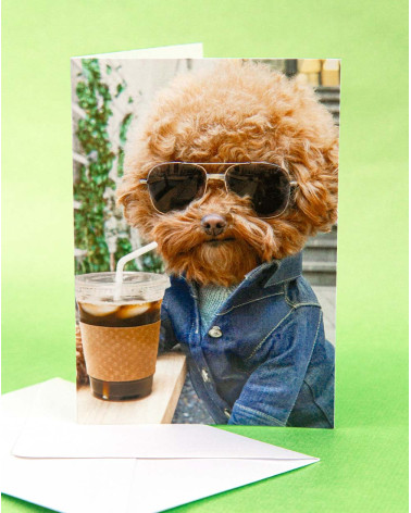 Avanti Card Cool dog with coffee - Humor greetings - Agapics