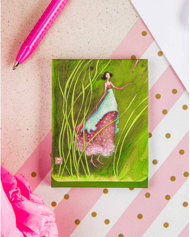 Notepad Woman and bird mini lined - Office supplies - Agapics