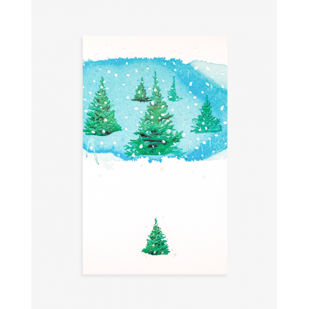Jõulukaart kuused lumevaibal E.M. Kokamägi