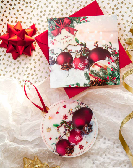 Moving Christmas Card Christmas Balls with tree decoration - Agapics