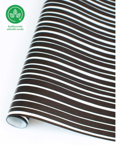 Wrapping paper Black and white stripes without plastic