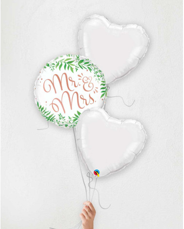 Balloon Bouquet Mr&Mrs with hearts - Wedding gift - Agapics