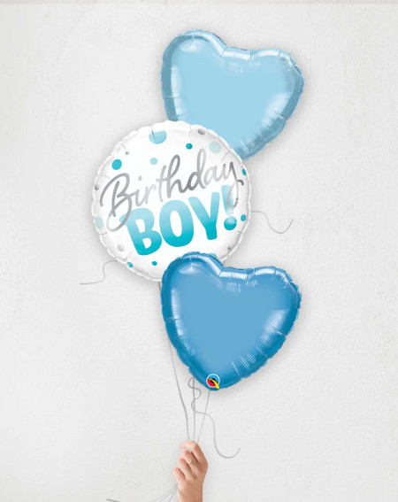 Balloon Bouquet Birthday Boy with blue hearts - Boy's gift - Agapics