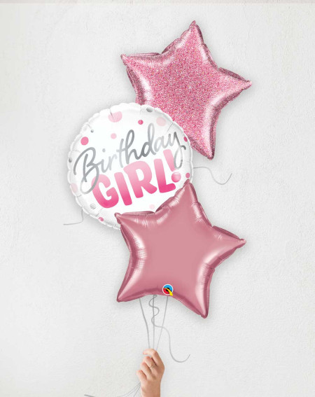 Balloon Bouquet Birthday Girl stars - Girl's gift - Agapics