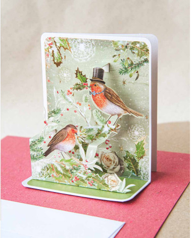 3D Christmas Card Birds - Christmas wishes - Agapics