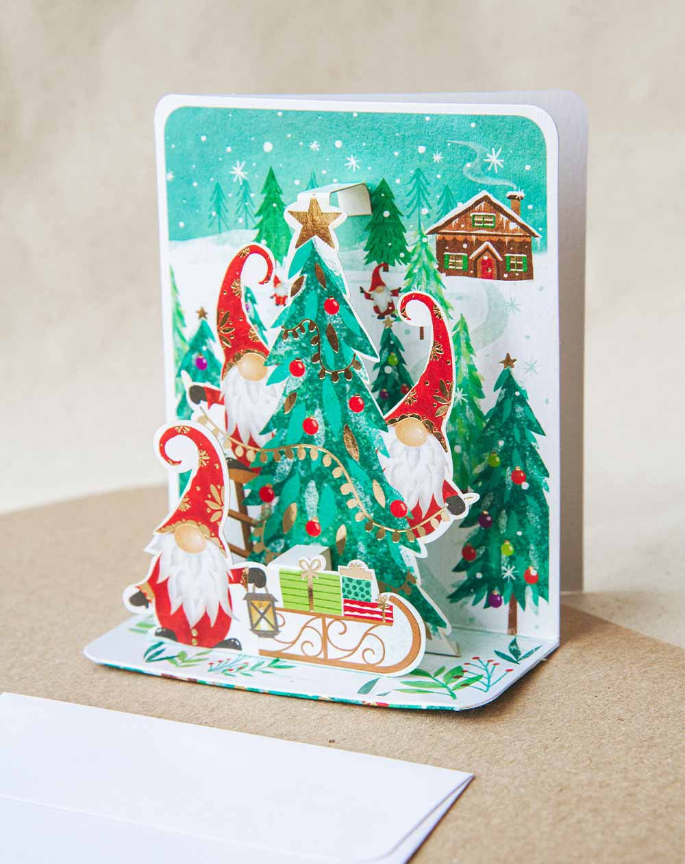 3D Christmas Card Three Elves - Christmas greetings - Agapics