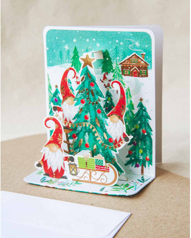 3D Christmas Card Three Elves - Christmas greetings - Agapics