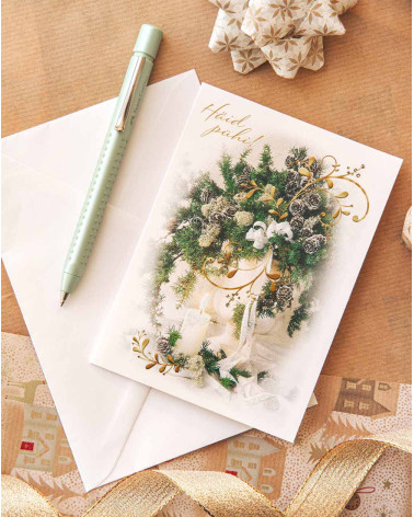 Christmas Card White candle - Sending postcards - Agapics