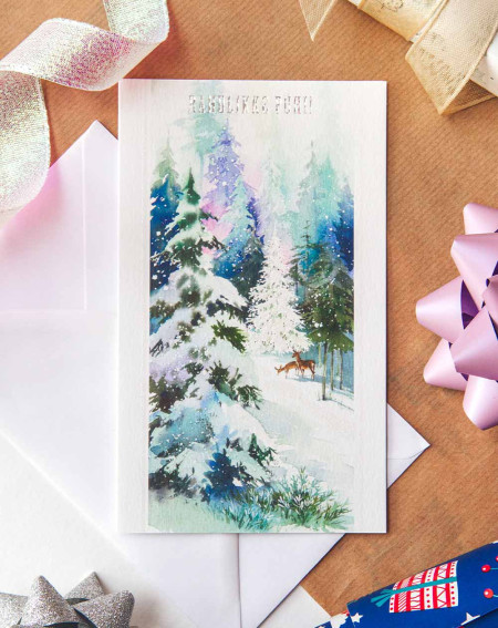 Christmas Card Snowy forest - Sending postcards - Agapics