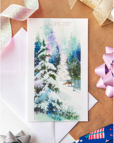 Christmas Card Snowy forest - Sending postcards - Agapics