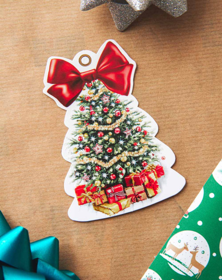 Small Christmas Gift Card Decorated Christmas tree - gift's tag - Agapics