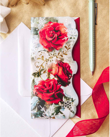 Pocket Card Snowy roses - gift cards, money pocket - Agapics