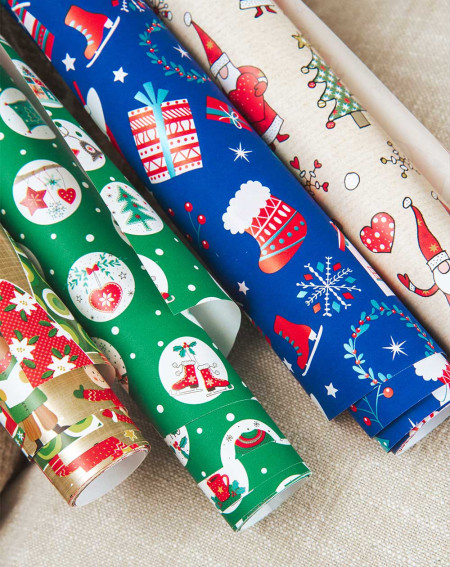 Wrapping paper Blue Christmas 2m - Christmas gifts - Agapics