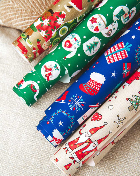 Wrapping paper Blue Christmas 2m - Christmas gifts - Agapics