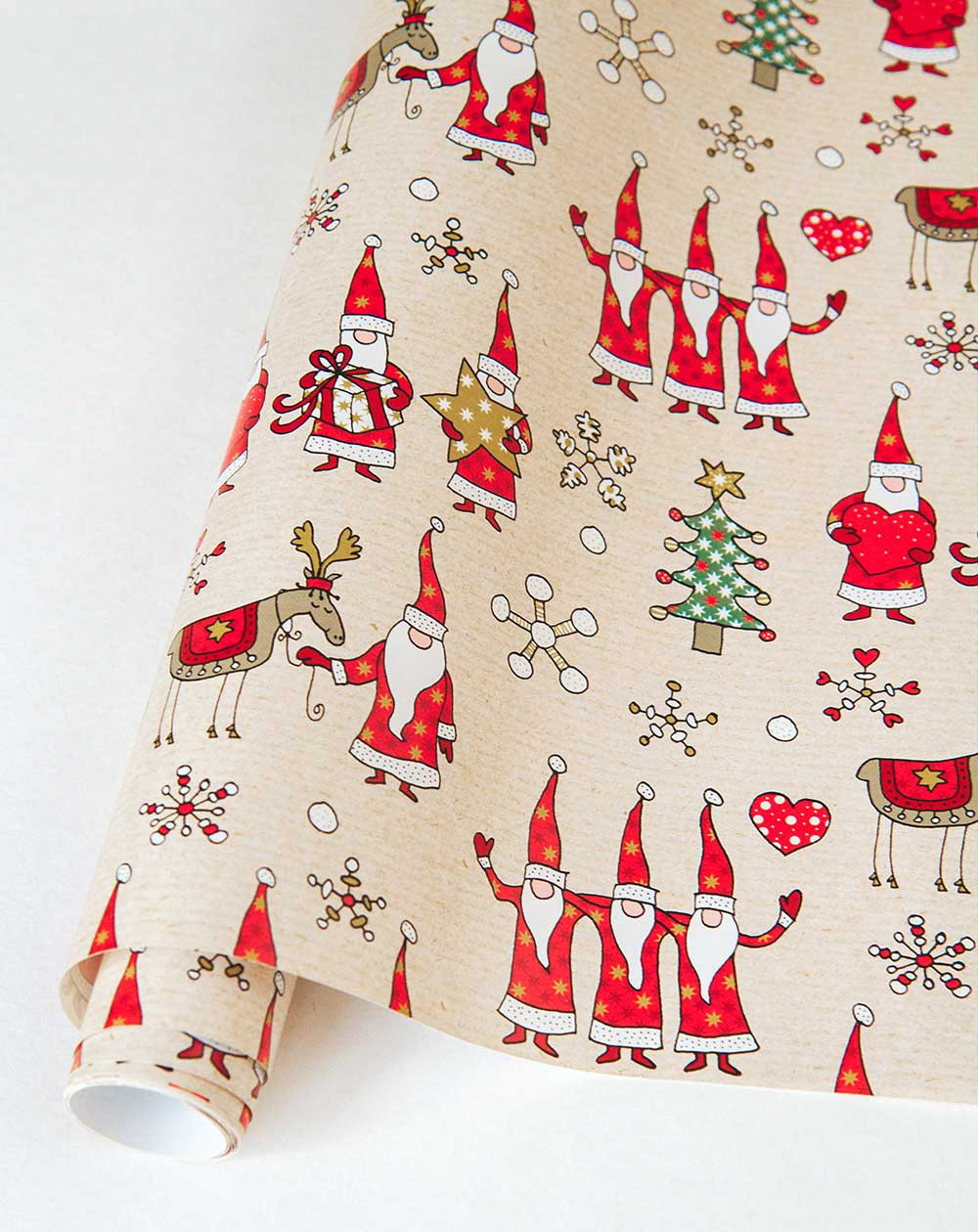 Wrapping paper Santa Clauses and Rudolf 2m - Gift wrap - Agapics