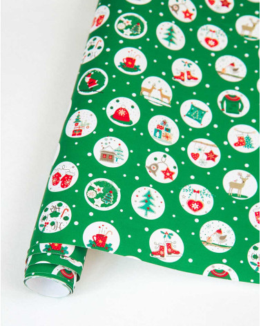 Wrapping paper Christmas temples 2m - Gift packing - Agapics