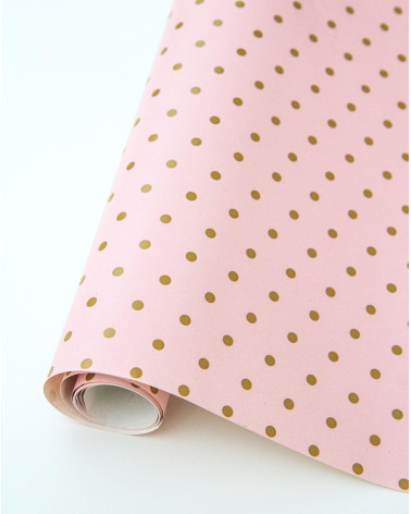 Wrapping paper Golden dots pink 2m