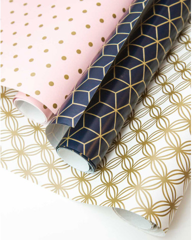 Wrapping paper Golden dots pink 2m