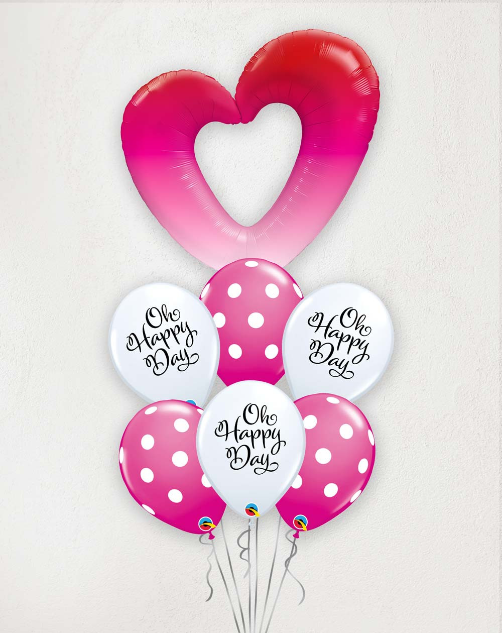 Big Balloon Bouquet Oh Happy Day heart and dots