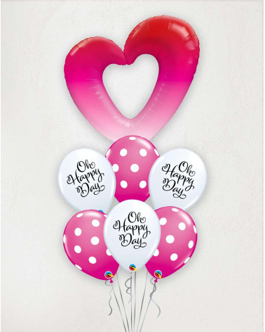 Big Balloon Bouquet Oh Happy Day heart and dots