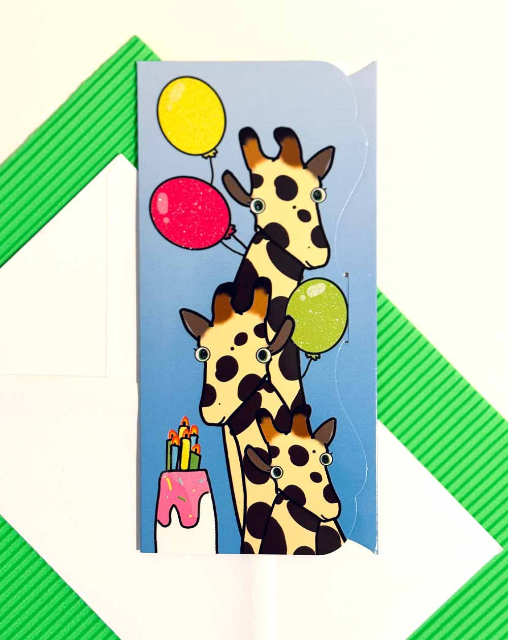 Pocket Card Giraffes and Balloons