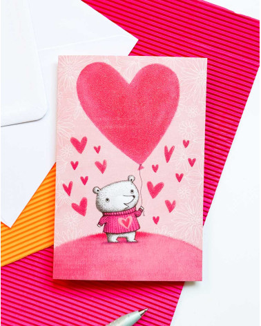 Card Big heart and a bear