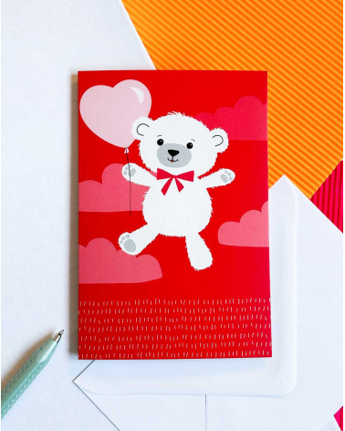 Card Bear with a balloon