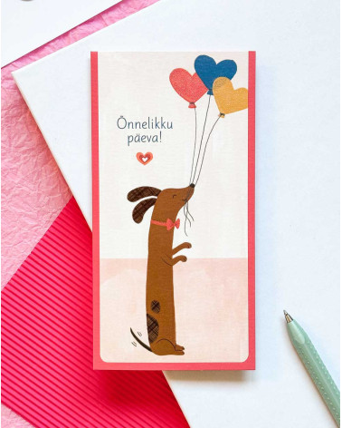 Pocket Card Dog with balloons - Greeting cards - Agapics