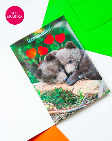 Music Greeting Card Bear Hug - Music cards - Agapics