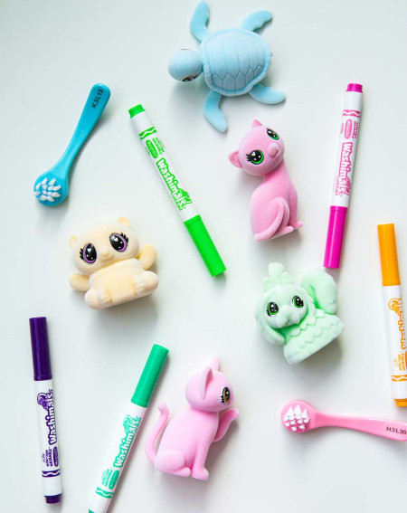 Crayola Washimals pastelne loomake roosa kiisupoeg - Sünnipäevakink - Agapics