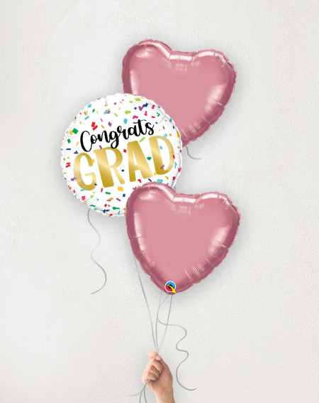 Balloon Bouquet pink hearts Congrats Grad! - Courier delivery in Estonia - Agapics