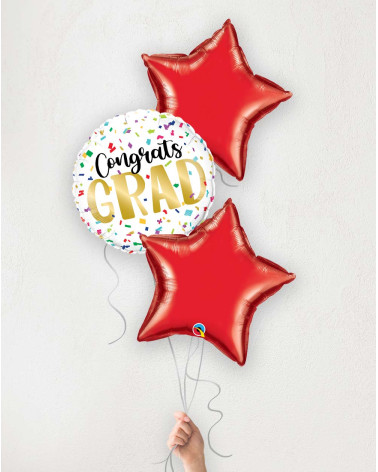 Balloon Bouquet red stars Congrats Grad! - Ordering balloons - Agapics