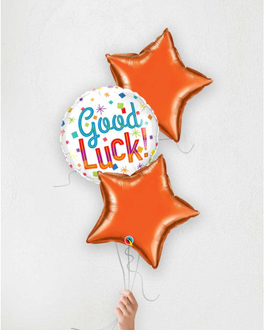 Balloon Bouquet orange stars Good Luck! - Helium balloon bundles - Agapics