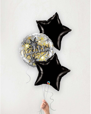 Balloon Bouquet Congratulations! black stars