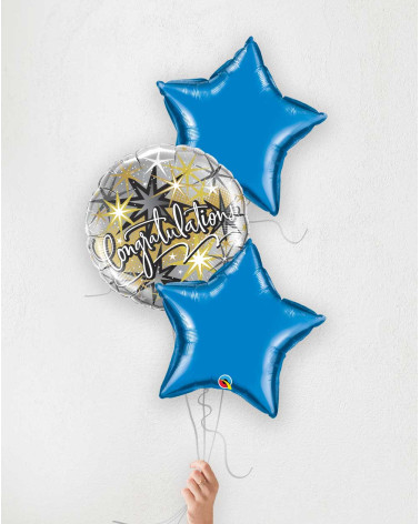 Balloon Bouquet Congratulations! blue stars