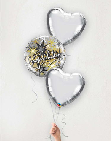 Balloon Bouquet Congratulations! silver hearts