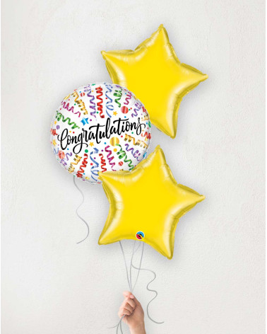 Balloon Bouquet yellow stars Congratulations