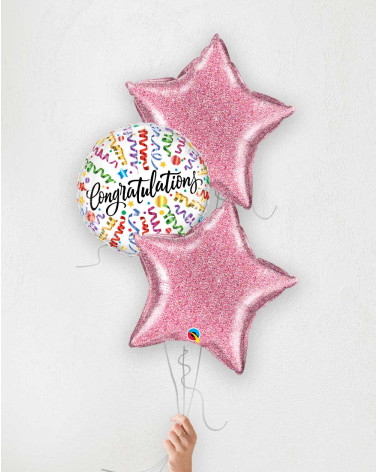 Balloon Bouquet pink stars Congratulations!