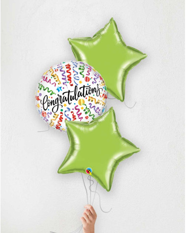 Balloon Bouquet Congratulations! green stars
