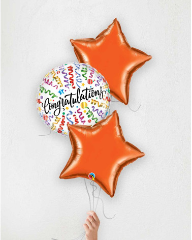 Balloon Bouquet Congratulations! orange stars