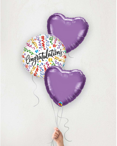 Balloon Bouquet purple hearts Congratulations!