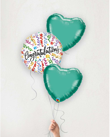 Balloon Bouquet green hearts Congratulations!