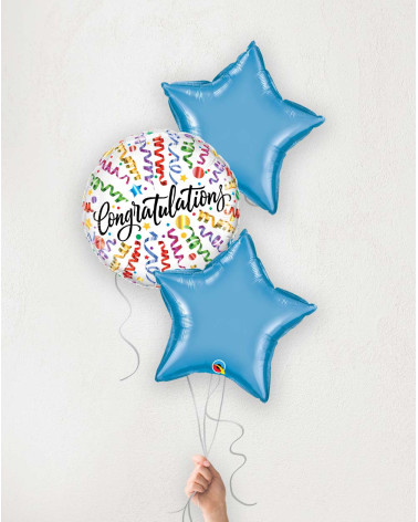 Balloon Bouquet blue stars Congratulations!