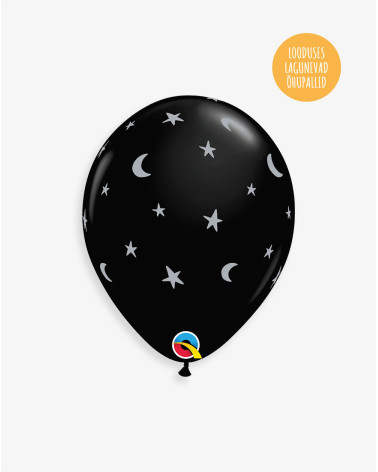 Latex Balloon Moon and stars black