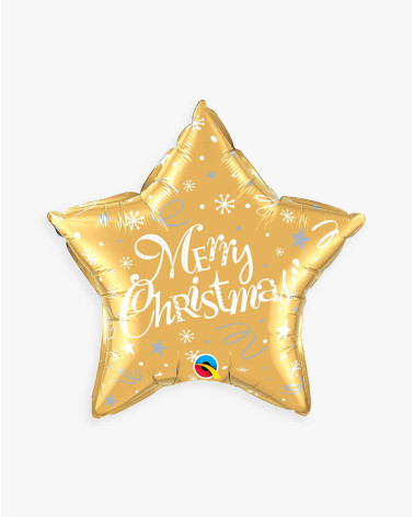 Balloon Merry Christmas golden star - Party balloons - Agapics